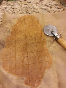 Use a pizza cutter to roll the dough into squares.
