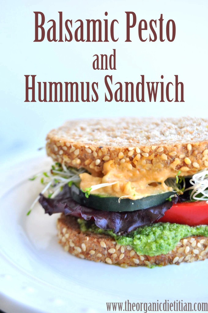 Balsamic Pesto and Hummus Sandwich