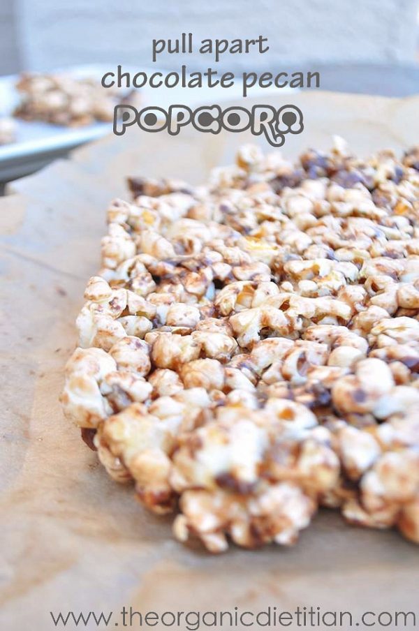 Pull Apart Chocolate Pecan Popcorn - The Organic Dietitian