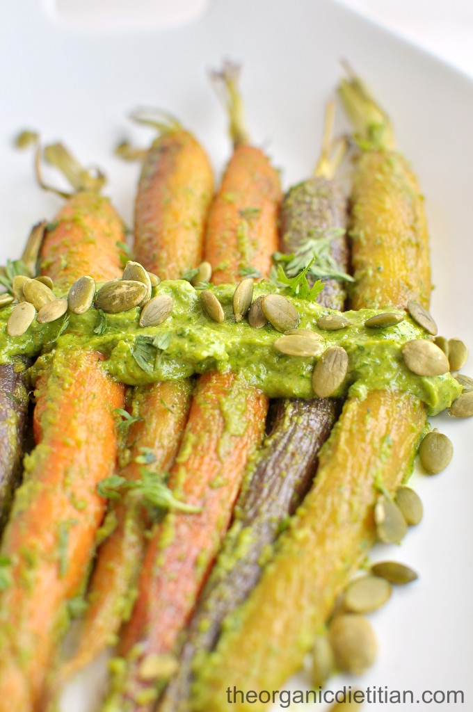 Roasted Carrots with Green Goddess