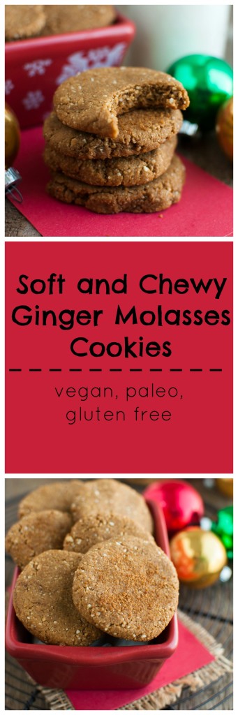 Soft and chewy ginger molasses cookies #vegan #paleo #glutenfree