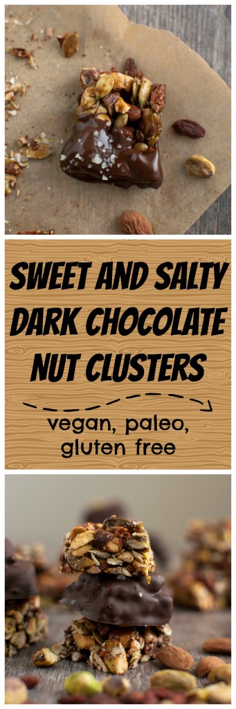 Sweet and Salty Dark Chocolate Nut Clusters #vegan #paleo #glutenfree