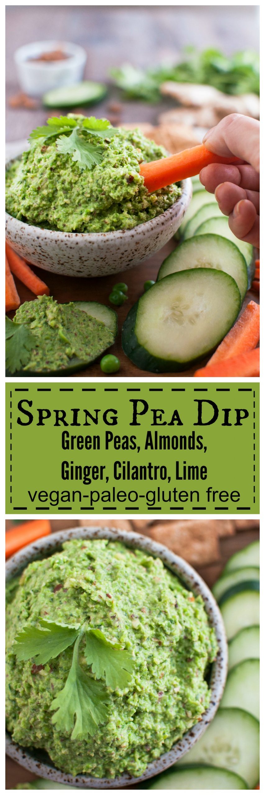 Spring Pea Dip with Almonds, Ginger, and Cilantro - The Organic Dietitian