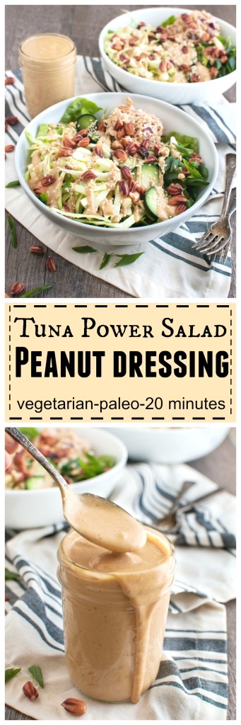 Tuna Power Salad with Peanut Dressing, 20 minutes to make #vegetarian #paleo #realfood