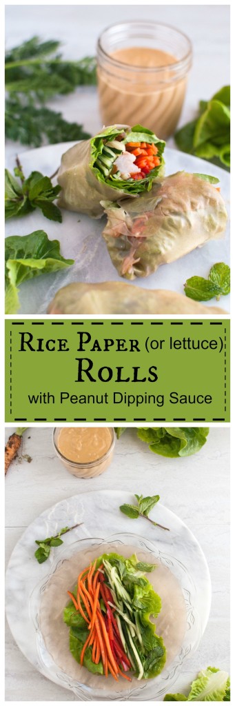 Rice Paper (or Lettuce) Rolls with Peanut Dipping Sauce #vegan #paleo #glutenfree #realfood
