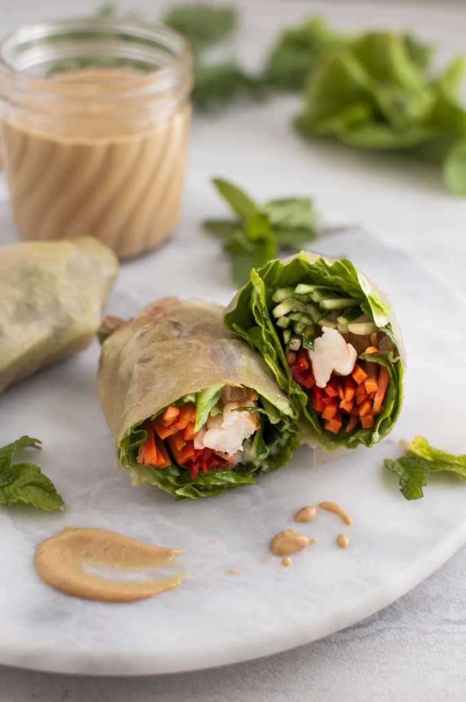 Rice Paper (or Lettuce) Rolls with Peanut Dipping Sauce - The Organic ...