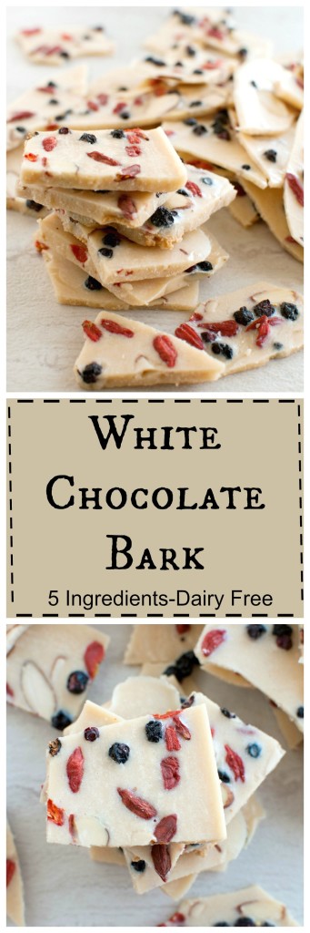 White Chocolate Bark, 5 ingredients #dairyfree #vegan #paleo #lowsugar