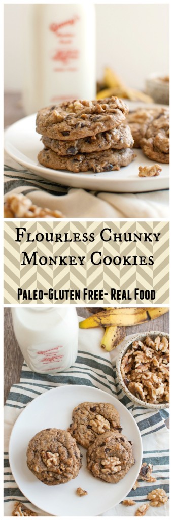 Flourless Chunky Monkey Cookies, just 6 simple ingredients, #paleo #glutenfree #realfood #whole30