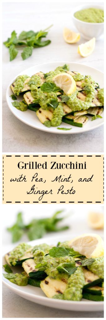 Grilled Zucchini with Pea, Mint, and Ginger Pesto #dairyfree #vegan #paleo #glutenfree