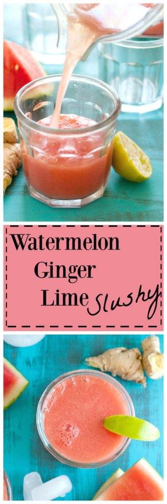 Watermelon Lime Ginger Slushy, no added sugar #vegan #paleo #mocktail #glutenfree