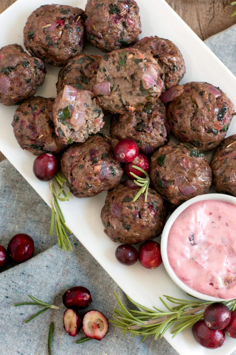 Holiday Meatballs with Cranberry Aioli - The Organic Dietitian